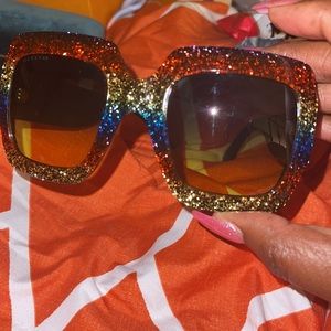Authentic gently used GUCCI GLITTER Oversized Rainbow (pride) Sunglasses GG0102S